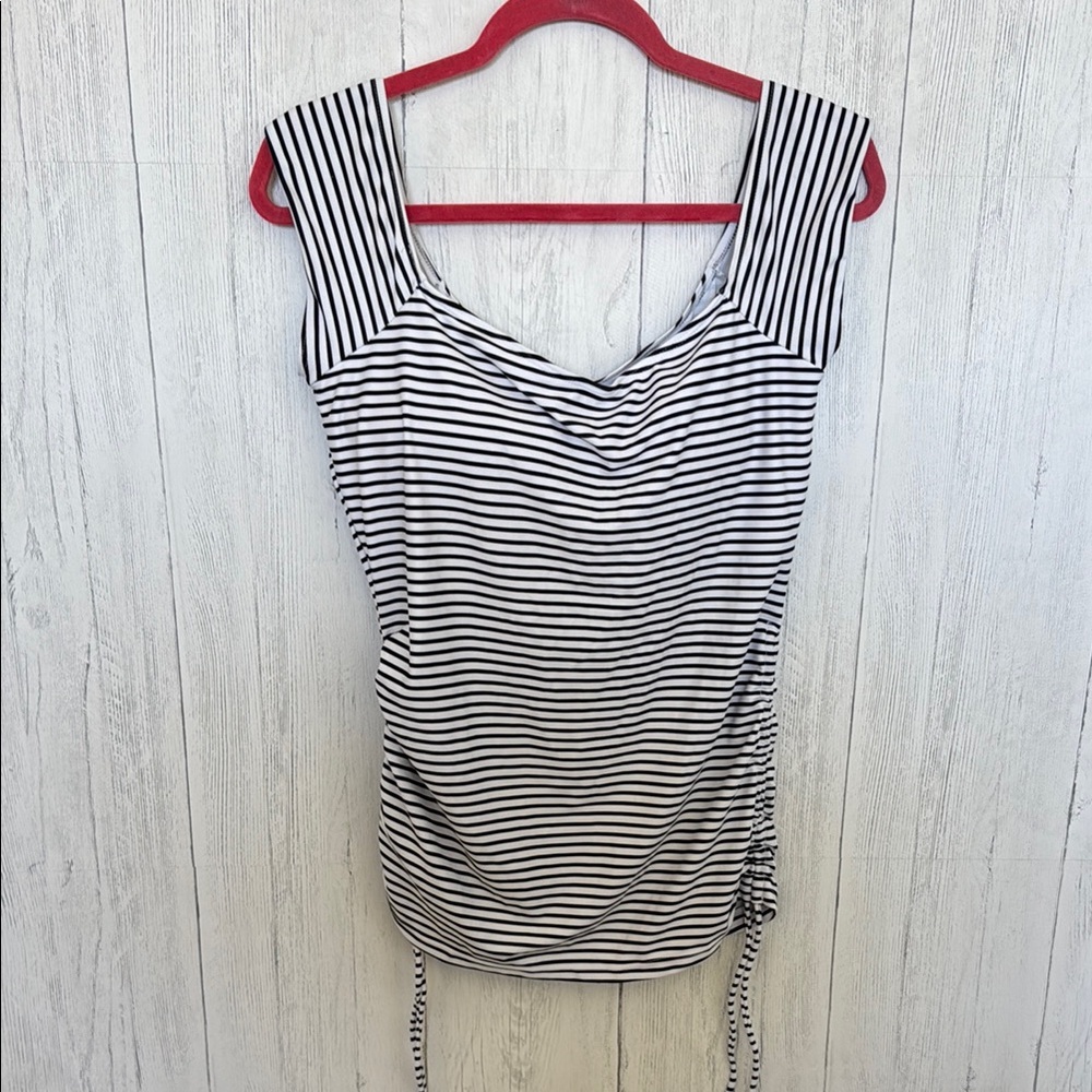 Janela Bay Bardot Long Striped Tankini Top - NWT Large